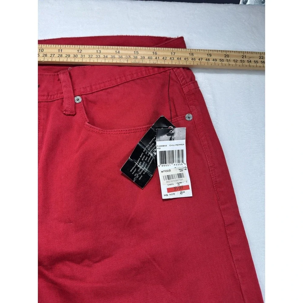 Sean John Clayton Jeans Mens 34x32 Red Slim Straight Denim Chili Pepper Casual